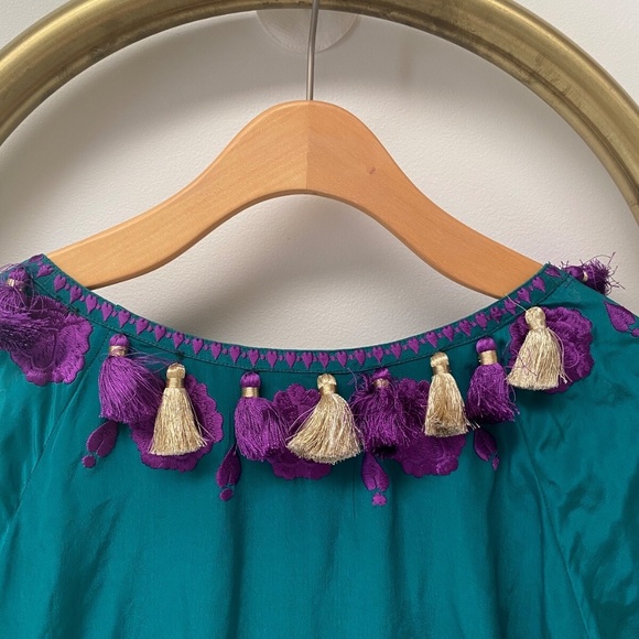 NWT Figue Long Green Embroidered Silk Kimono Kaftan Dress Lola S RRP $1,495.00 - Picture 11 of 13